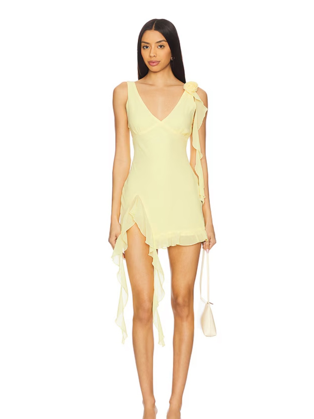 Revolve MORE TO COME Myla Baby Yellow Ruffle Mini Dress